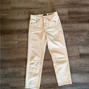 Banana Republic Cream High-Waisted Jeans Straight Leg Size 27